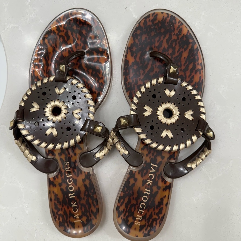 Jack Rogers Brown and Gold Sandals